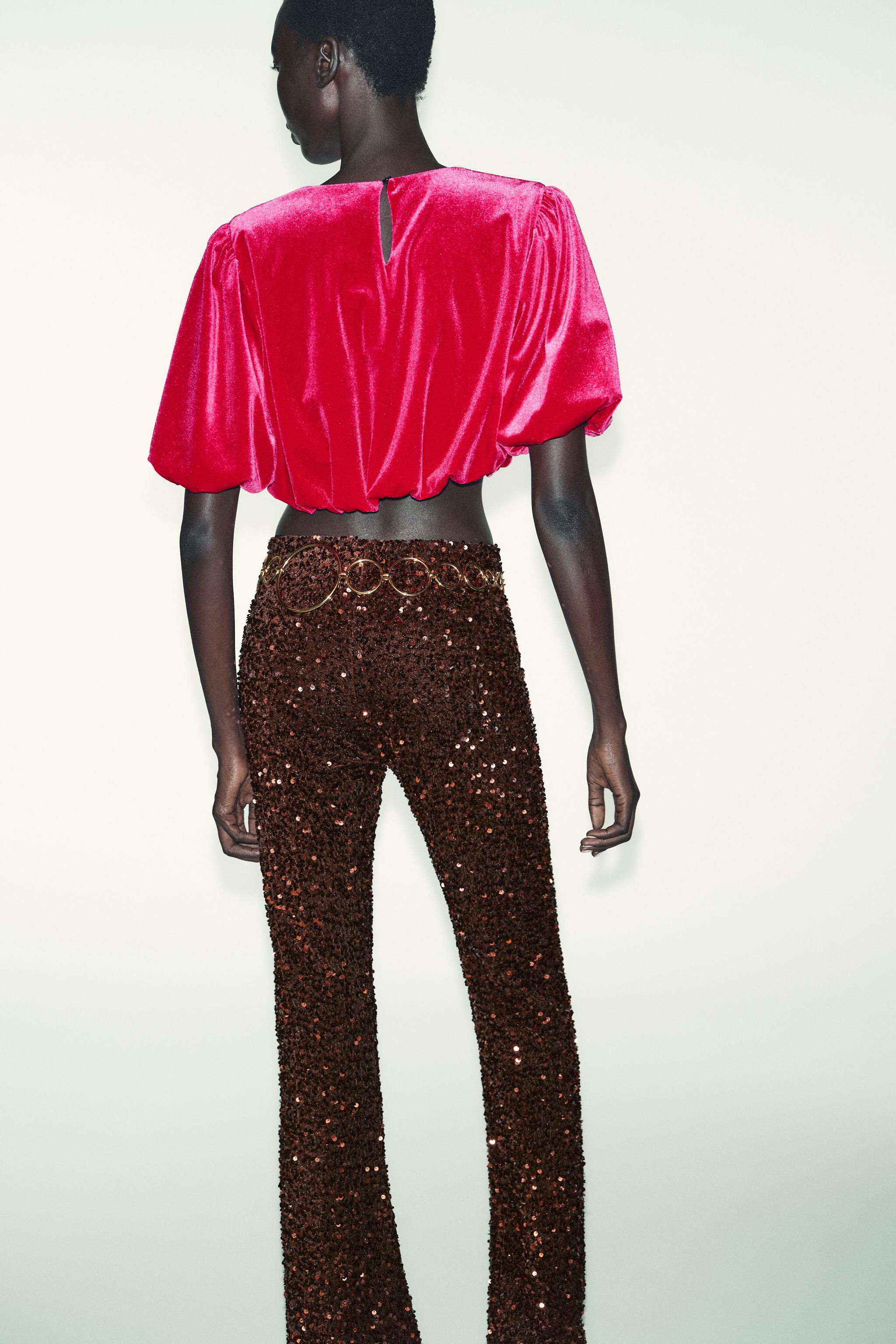 LEGGING FLARE EN VELOURS ET PAILLETTES